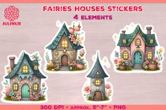 Charming Retro Watercolor Fairy House Stickers. Cute sticker Product Image 1