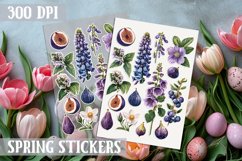 Spring sticker Sheet Garden Flowers Botanical Plant Violet Product Image 1