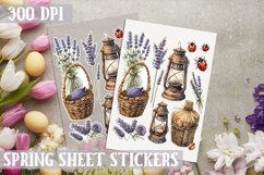 Spring sticker Sheet Garden Flowers Lavender PNG Printable Product Image 1