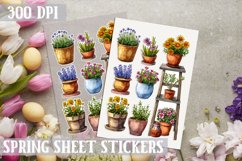 Spring sticker Sheet Garden Flowers Stickers PNG Printable Product Image 1