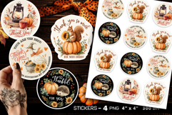 Thank you stickers, autumn stickers, 4 Stickers Printables Product Image 1