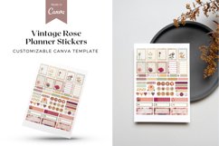 Vintage Rose Planner Stickers Canva Template Product Image 1