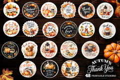 Thank you stickers autumn bundle , 48 stickers printable Product Image 4