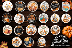 Thank you stickers autumn bundle , 48 stickers printable Product Image 3