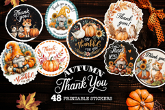 Thank you stickers autumn bundle , 48 stickers printable Product Image 2