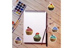 stickers watercolor cupcakes