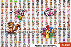 Funny animal stickers printable | Cat sticker PNG design Product Image 1