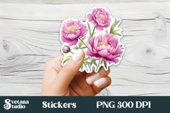 Peonies flower stickers design | Printable peony stickers Product Image 1