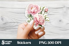 Peonies flower stickers design | Printable peony stickers Product Image 1