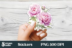 Peonies flower stickers design | Printable peony stickers Product Image 1