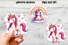 Cute unicorn stickers PNG | Cute animal sticker printable Product Image 1