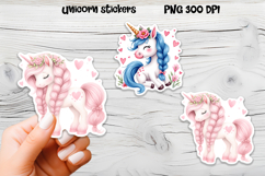 Cute unicorn stickers PNG | Cute animal sticker printable Product Image 1