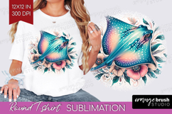 Stingray Floral Round Tshirt Background Tropical PNG Product Image 1
