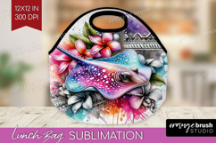 Stingray Floral Lunch Bag Tropical Lunch Bug PNG Sublimation Product Image 1