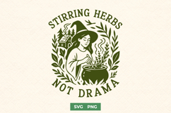 Stirring Herbs Not Drama SVG | Green Witch PNG Clipart Print Product Image 1