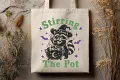 Stirring The Pot SVG PNG, Funny Halloween Raccoon Design Product Image 3