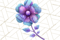 Mended Glitter Flower Clipart, Stitched Flower PNG Product Image 2