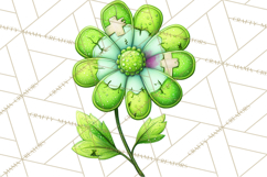 Mended Glitter Flower Clipart, Stitched Flower PNG Product Image 3