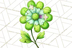 Mended Glitter Flower Clipart, Stitched Flower PNG Product Image 3