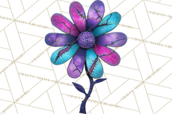 Mended Glitter Flower Clipart, Stitched Flower PNG Product Image 4