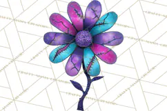 Mended Glitter Flower Clipart, Stitched Flower PNG Product Image 4