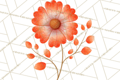 Mended Glitter Flower Clipart, Stitched Flower PNG Product Image 5