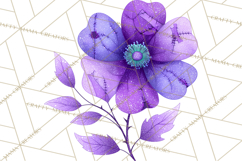Mended Glitter Flower Clipart, Stitched Flower PNG Product Image 2