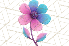 Mended Glitter Flower Clipart, Stitched Flower PNG Product Image 3