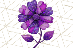 Mended Glitter Flower Clipart, Stitched Flower PNG Product Image 4