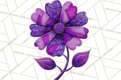 Mended Glitter Flower Clipart, Stitched Flower PNG Product Image 4