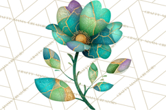 Mended Glitter Flower Clipart, Stitched Flower PNG Product Image 3