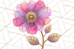 Mended Glitter Flower Clipart, Stitched Flower PNG Product Image 2