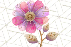 Mended Glitter Flower Clipart, Stitched Flower PNG Product Image 2