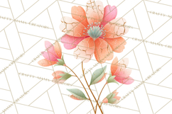 Mended Glitter Flower Clipart, Stitched Flower PNG Product Image 3