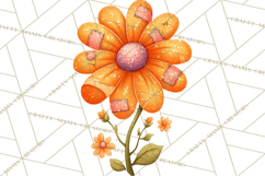Mended Glitter Flower Clipart, Stitched Flower PNG Product Image 4