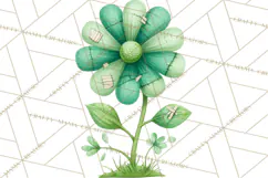 Mended Glitter Flower Clipart, Stitched Flower PNG Product Image 2