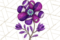 Mended Glitter Flower Clipart, Stitched Flower PNG Product Image 3