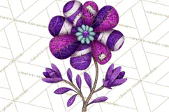 Mended Glitter Flower Clipart, Stitched Flower PNG Product Image 3