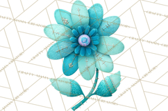 Mended Glitter Flower Clipart, Stitched Flower PNG Product Image 4