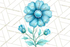 Mended Glitter Flower Clipart, Stitched Flower PNG Product Image 5