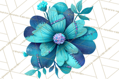 Mended Glitter Flower Clipart, Stitched Flower PNG Product Image 3