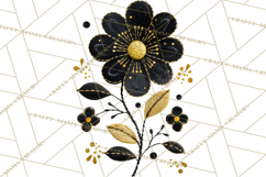 Mended Glitter Flower Clipart, Stitched Flower PNG Product Image 2