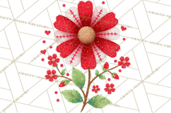 Mended Glitter Flower Clipart, Stitched Flower PNG Product Image 4