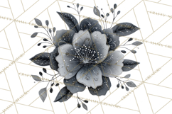 Mended Glitter Flower Clipart, Stitched Flower PNG Product Image 5