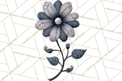 Mended Glitter Flower Clipart, Stitched Flower PNG Product Image 2