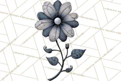 Mended Glitter Flower Clipart, Stitched Flower PNG Product Image 2