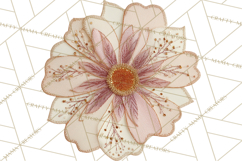 Mended Glitter Flower Clipart, Stitched Flower PNG Product Image 3