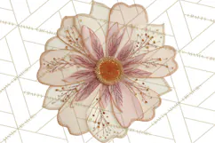 Mended Glitter Flower Clipart, Stitched Flower PNG Product Image 3