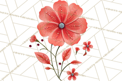 Mended Glitter Flower Clipart, Stitched Flower PNG Product Image 4