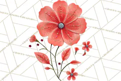 Mended Glitter Flower Clipart, Stitched Flower PNG Product Image 4